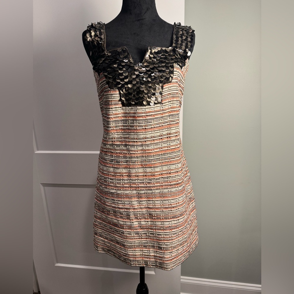 Milly of New York Multicolor Sequin striped sheath mini dress